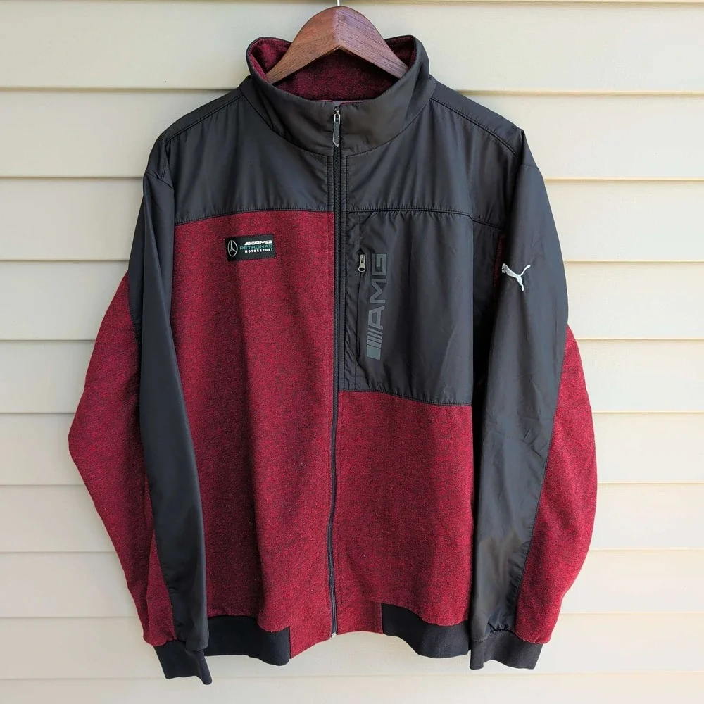 Puma Track Jacket Mens 4XL Maroon Black Mercedes AMG Petronas F1 Zip Up
